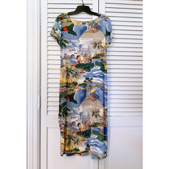 reyn spooner Dresses & Skirts - Vintage Reyn Spooner Hawaiian Shift Dress, Tourist TPA Airline Print, size XS-S